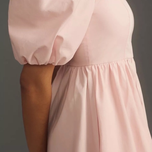 ANTHROPOLOGIE Pink Maeve Puff-Sleeve Smocked Mini Dress - Picture 15 of 17